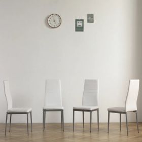 4pcs backrest cushion horizontal sewing decoration PU leather dining chair round tube white cushion gray leg N201( Replace encoding 13029116) (Option: as picture)