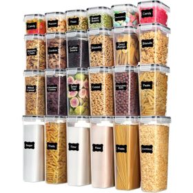 Airtight Food Storage Containers With Lids, 24 Pack, Reusable Kitchen Pantry Containers For Dry Food, Cereal, Snacks & Meal Prep (Option: White)