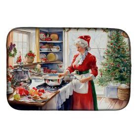 Cookies with Santa Claus Mrs. Claus Dish Drying Mat Absorbent Dish Drying Mat Pad for Kitchen Counter Dish Drainer Mat for Countertop, 14 x 21", (Option: Default)
