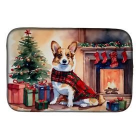 Corgi Cozy Christmas Dish Drying Mat Absorbent Dish Drying Mat Pad for Kitchen Counter Dish Drainer Mat for Countertop, 14 x 21", Multicolor (Option: Default)