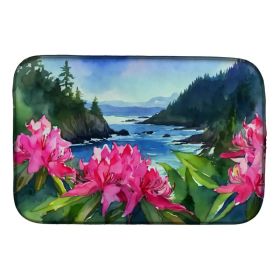 Washington Coast Rhododendrons in Watercolor Dish Drying Mat Absorbent Dish Drying Mat Pad for Kitchen Counter Dish Drainer Mat for Countertop, 1 (Option: Default)