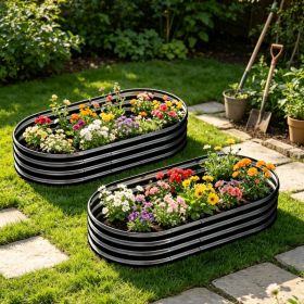 Galvanized Raised Garden Bed 6x3x1ft - Heavy Duty Metal Planter Box for Vegetables, Herbs & Flowers, Rust-Proof Outdoor Garden Bed with Large Cap (Option: Black)