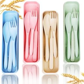 Reusable Travel Utensils Set With Case, 4 Sets Portable Knife Fork Spoon Tableware, BPA-Free Cutlery For Picnic, Camping & Kids (Option: MULTI)