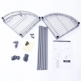 XM-243S Fan-shaped Carbon Steel Metal Assembly 4-Tier Storage Rack Silver Gray (Option: Silver)