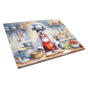 NEW Schnauzer The Chef Glass Cutting Board Decorative Tempered Glass Kitchen Cutting and Serving Board Large Size Chopping Board (Option: Default)
