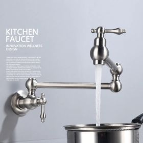 Folding faucet Pot Filler Faucet Wall Mount (Option: Nickel)