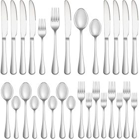 20 Piece Silverware Set For 4, Premium Stainless Steel Flatware, Mirror Polished Forks, Knives & Spoons, Dishwasher Safe (Option: Silver)