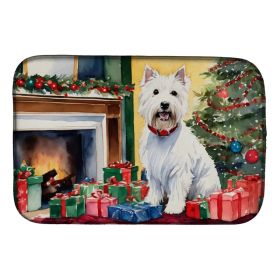 Westie Cozy Christmas Dish Drying Mat Absorbent Dish Drying Mat Pad for Kitchen Counter Dish Drainer Mat for Countertop, 14 x 21", Multicolor (Option: Default)