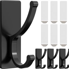 4 Pack Black Adhesive Wall Hooks With Strips No Residue Heavy Duty Sticky Towel Hooks Easy Remove Home Storage Organizer (Option: Black)