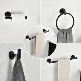 6 Piece Stainless Steel Bathroom Towel Rack Set Wall Mount RT (Option: Black)