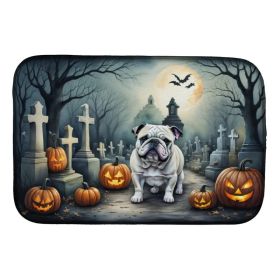 English Bulldog Spooky Halloween Dish Drying Mat Absorbent Dish Drying Mat Pad for Kitchen Counter Dish Drainer Mat for Countertop, 14 x 21", Mul (Option: Default)