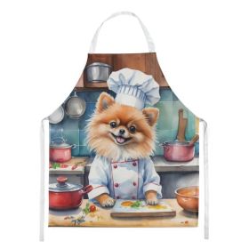 Pomeranian The Chef Apron Cooking Kitchen Server Baking Crafts Gardening for Adult Women Men, Unisex, Large, Multicolor (Option: Default)