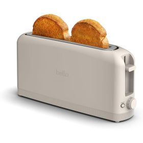 Fits-Anywhere 2 Slice Slim Toaster Long Slot  Extra Wide Oatmilk Compact Bread Toaster For Kitchen  Countertops (Option: Oatmilk)