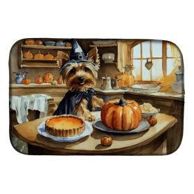 Silky Terrier Fall Kitchen Pumpkins Dish Drying Mat Absorbent Dish Drying Mat Pad for Kitchen Counter Dish Drainer Mat for Countertop, 14 x 21", (Option: Default)