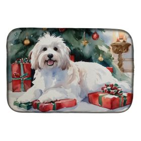 Coton De Tulear Cozy Christmas Dish Drying Mat Absorbent Dish Drying Mat Pad for Kitchen Counter Dish Drainer Mat for Countertop, 14 x 21", Multi (Option: Default)