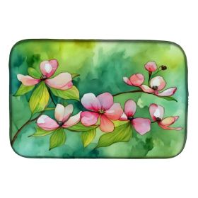 Virginia American Dogwood in Watercolor Dish Drying Mat Absorbent Dish Drying Mat Pad for Kitchen Counter Dish Drainer Mat for Countertop, 14 x 2 (Option: Default)
