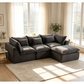 102.3" Width Cloud Couch Oversized Modular Sectional Sofa True Relax Comfy Couches Wide&Deep Seat Sofas for Living Room Furniture Sets, Corduroy (Option: Antique Grey)