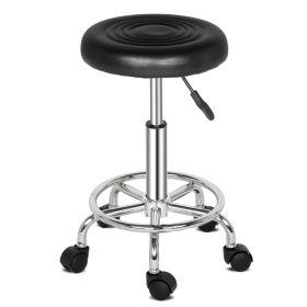 Round Stool with Lines Rotation Bar Stool White (Option: Black)