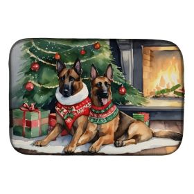 Belgian Malinois Cozy Christmas Dish Drying Mat Absorbent Dish Drying Mat Pad for Kitchen Counter Dish Drainer Mat for Countertop, 14 x 21", Mult (Option: Default)