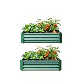 2PCS Green 4×2×1ft Metal Raised Garden Bed, Rectangle Raised Planter for Flowers Plants, Vegetables Herb (Option: Green)