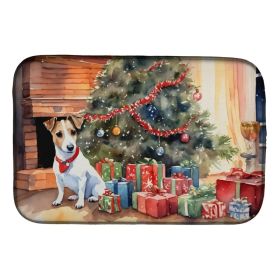 Jack Russell Terrier Cozy Christmas Dish Drying Mat Absorbent Dish Drying Mat Pad for Kitchen Counter Dish Drainer Mat for Countertop, 14 x 21", (Option: Default)