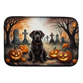 Chocolate Labrador Retriever Spooky Halloween Dish Drying Mat Absorbent Dish Drying Mat Pad for Kitchen Counter Dish Drainer Mat for Countertop, (Option: Default)