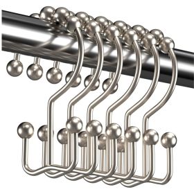 12 Pack Shower Curtain Hooks Rust Resistant Metal Double Glide Rings For Bathroom Shower Rods Curtains Nickel Finish (Option: Nickel)