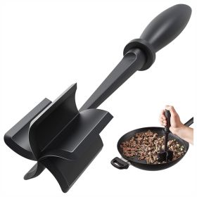 Meat Chopper Hamburger Grinder, Kitchen Smasher For Ground Beef, Manual Meat Masher Tool For Burgers, Sausage & Cooking (Option: Black)