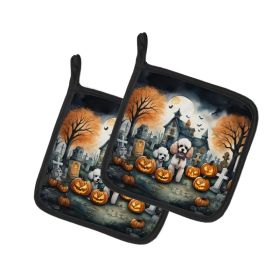 Poodle Spooky Halloween Pair of Pot Holders Kitchen Heat Resistant Pot Holders Sets Oven Hot Pads for Cooking Baking BBQ, 7 1/2 x 7 1/2 (Option: Default)