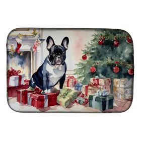 French Bulldog Cozy Christmas Dish Drying Mat Absorbent Dish Drying Mat Pad for Kitchen Counter Dish Drainer Mat for Countertop, 14 x 21", Multic (Option: Default)
