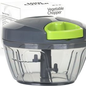 Manual Pull String Food Chopper, 500ml Vegetable Cutter & Garlic Mincer, Grey (Option: Gray)