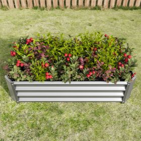 2PCS Silver 4×2×1ft Metal Raised Garden Bed, Rectangle Raised Planter for Flowers Plants, Vegetables Herb (Option: Silver)