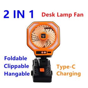 Portable Rechargeable Cooling Fan Foldable Camping Fan With 3 Modes LED Lighting (Option: A)