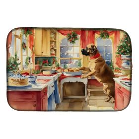 Mastiff Christmas Cookies Dish Drying Mat Absorbent Dish Drying Mat Pad for Kitchen Counter Dish Drainer Mat for Countertop, 14 x 21", Multicolor (Option: Default)