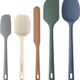 5 Piece Silicone Spatula Set, Heat Resistant Rubber Cooking & Baking Kitchen Utensils (Option: Neutral)